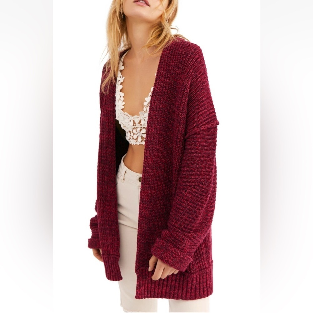 Free People High Hopes Open Cardigan Plum Blossom Combo size Small